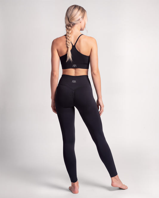 Set Leggings Essential Contour + Brassiere Power Core (Black)