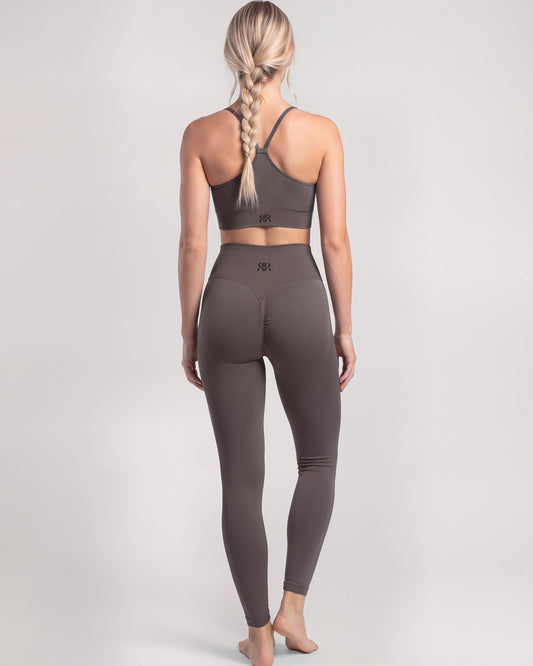Set Leggings Essential Contour + Brassiere Power Core (Marrone)