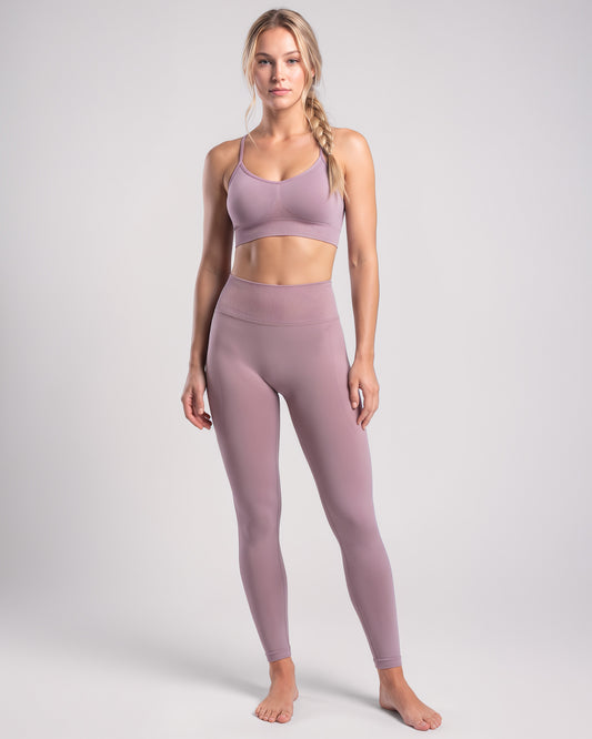 Set Leggings Essential Contour + Brassiere Power Core (Rosa Cameo)