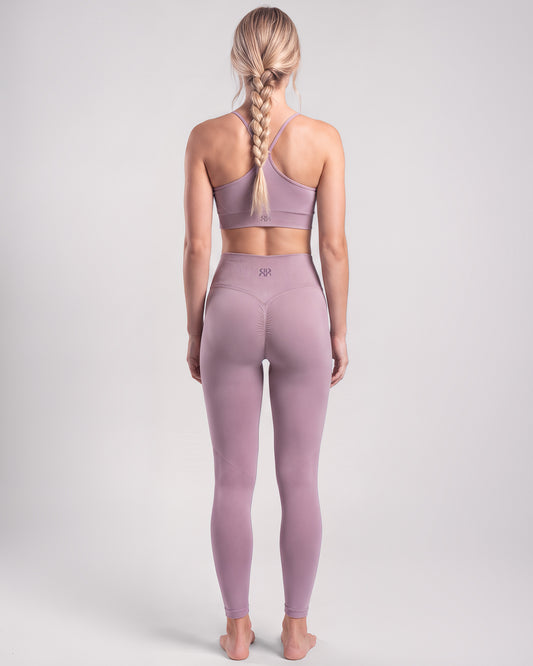 Set Leggings Essential Contour + Brassiere Power Core (Rosa Cameo)