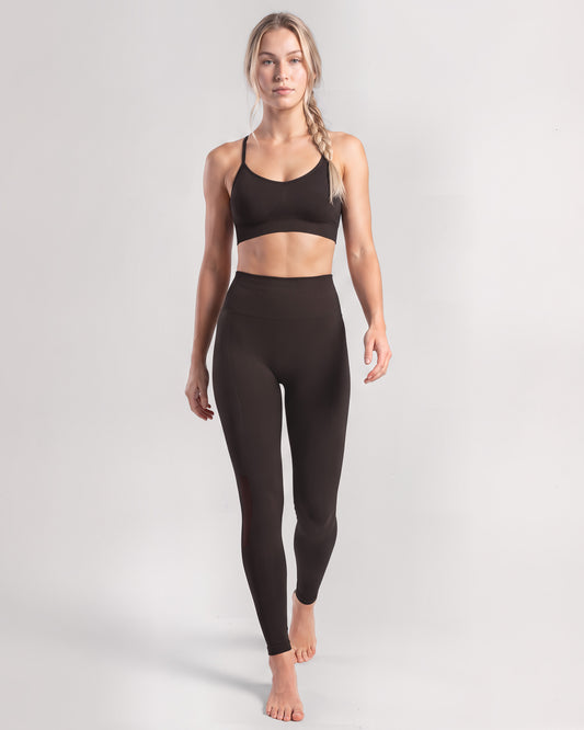 Set Leggings Essential Contour + Brassiere Power Core (Dark Coffee)