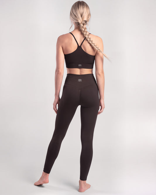 Set Leggings Essential Contour + Brassiere Power Core (Dark Coffee)