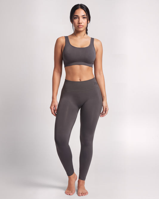 Set Leggings Round Lift + Top Lift Core Medium Support (Marrone)