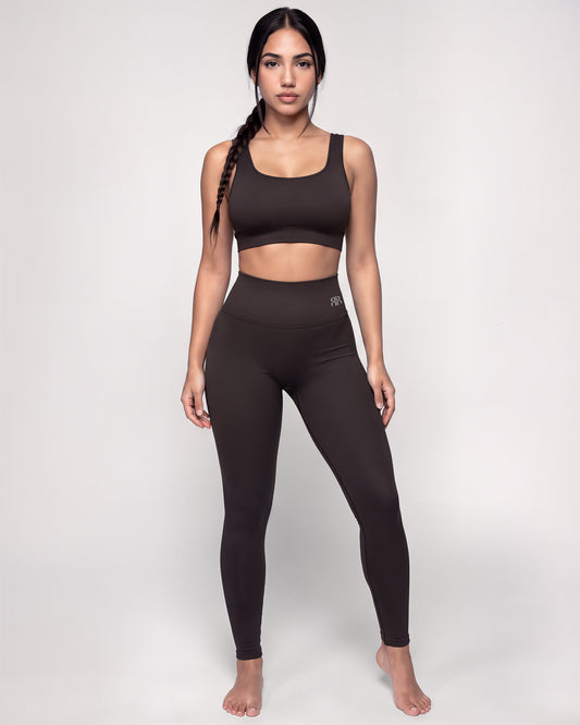 Set Leggings Round Lift + Top Lift Core Medium Support (Dark Coffee)