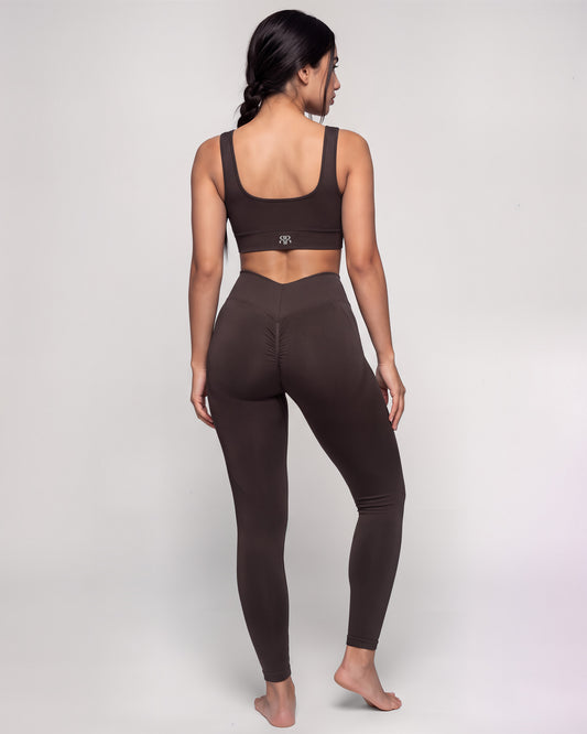 Set Leggings Round Lift + Top Lift Core Medium Support (Dark Coffee)