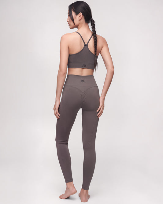 Set Leggings Dynamic Sculpt + Brassiere Power Core (Marrone)