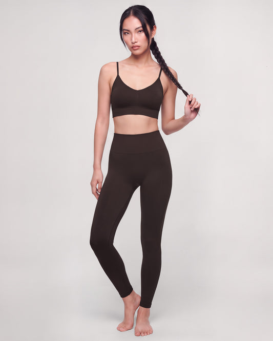 Set Leggings Dynamic Sculpt + Brassiere Power Core (Dark Coffee)