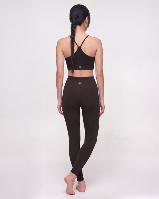 Set Leggings Dynamic Sculpt + Brassiere Power Core (Dark Coffee)