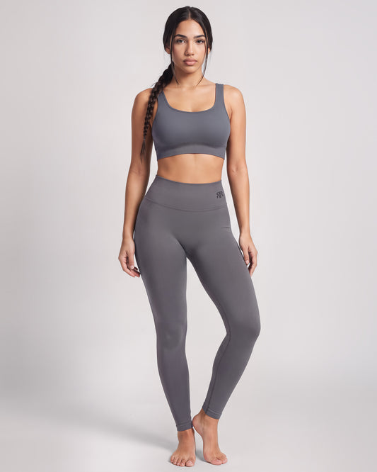 Set Leggings Round Lift + Top Lift Core Medium Support (Grigio)